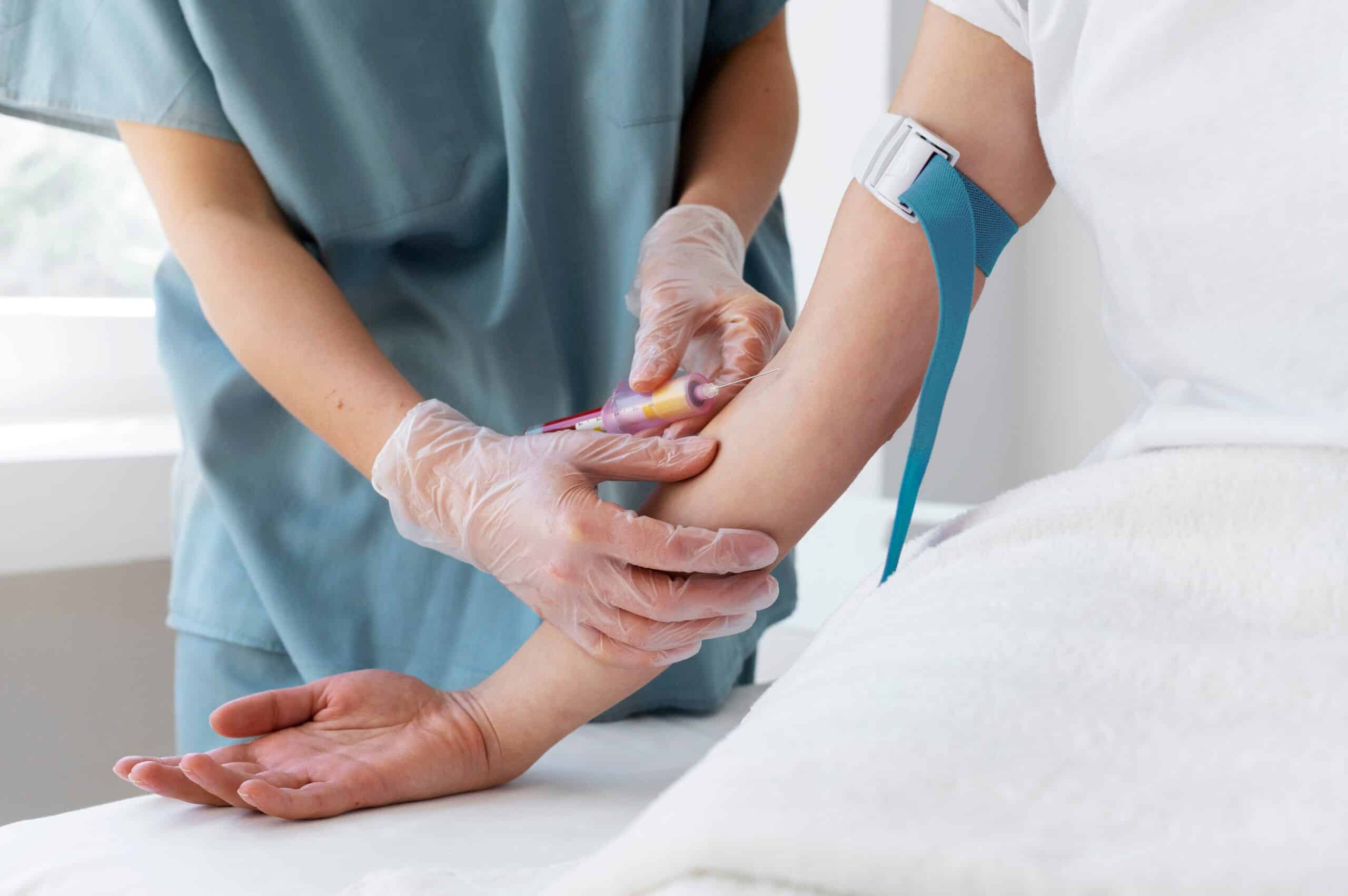 Blood draw for PRP therapy to treat tennis elbow